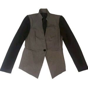 REESE & RILEY Soulmate Gray Black Single Button Blazer‎ Jacket Size 4 Edgy Cool